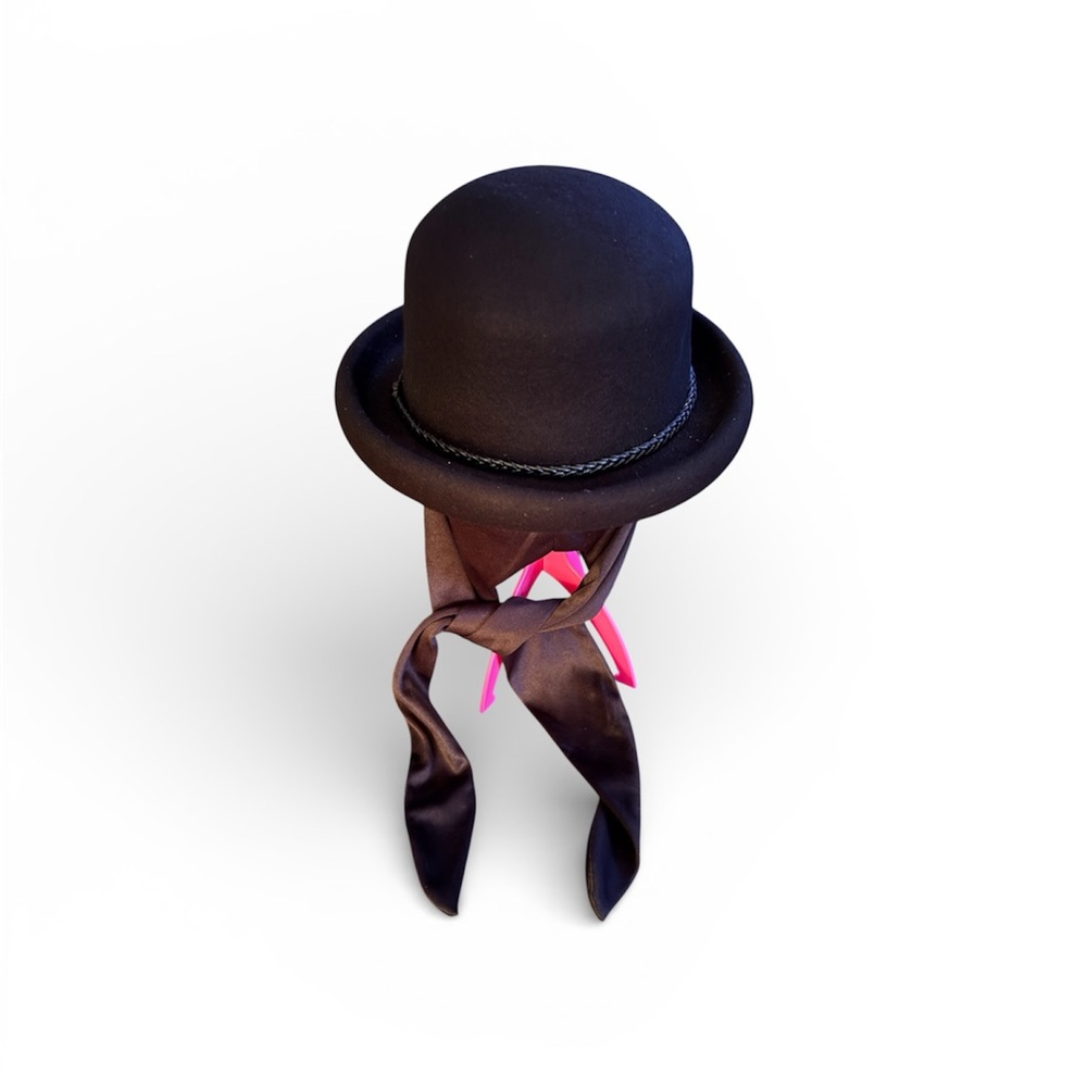 Jaclyn Smith Black Hat Fedora with ties 20 inches